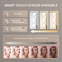 12 Bulbs Style Smart LED Display Screen Lighted Dimmable Square Makeup Desktop Vanity Mirror Personalized Custom Logo Customized