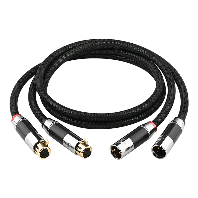 For Hifi Dual XLR Male Female Audio Video Cable OCC Silver-Plated Carbon Fiber 3 Pin Plug Amplifier Computer Speaker
