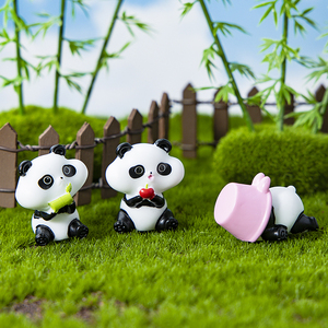 Tendance 2026 Miniatures en résine délicates et modernes-orientales, style 'Bamboo-shadow Drifter', représentant des pandas, au design doux et élégant, pour étagère, cadeau, DIY - Product Image 4