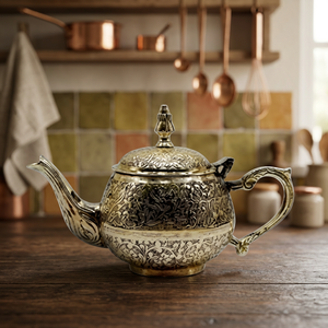 Théière vintage en métal avec couvercle et poignée, pot à eau décoratif, bouilloire - Product Image 4