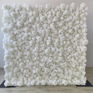 Mur de fleurs en tissu fait main pour décoration de mariage, toile de fond en tissu 8x8 pieds, décoration murale enroulable pour événements et fêtes - Product Image 5