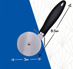Kitchen Pizza Kit Gadgets Stainless Steel Pizza Cutter <b>Knife</b> Shovel Round Shape Wheels Cutters Cake <b>Bread</b> Pie Cutting - Product Image 3