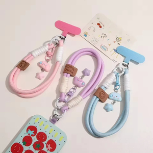 Cute Custom Polyester Cell Phone Lanyard Keychain Anti-Lost Portable Fashion Cloud Pendant Camera Handmade Rope Pendant