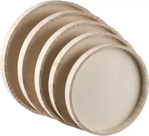 木质白色圆形浴室托盘定制木质工艺托盘蒙特梭利自助食品床上供应早餐木质托盘