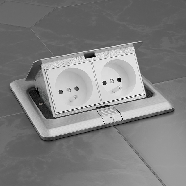 High Standard Pop up Floor Mounted Ground French Socket Electrical Retractable Power Ground Sockets Outlet Box