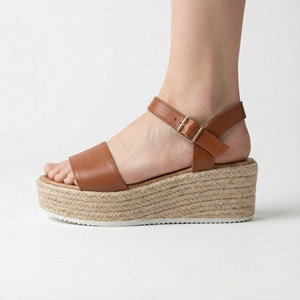 Nuovi <span class=keywords><strong>Sandali</strong></span> Estivi Comfort con Zeppa in PU per Donne, <span class=keywords><strong>Sandali</strong></span> Casual da <span class=keywords><strong>Donna</strong></span> con Suola Morbida in Juta Intrecciata - Product Image 3