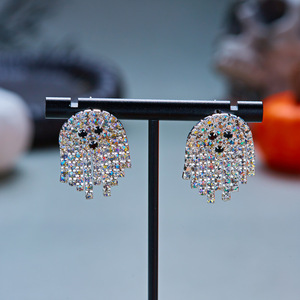 Pendientes <span class=keywords><strong>de</strong></span> Fantasma con Borlas <span class=keywords><strong>de</strong></span> Cristal AB y Borlas <span class=keywords><strong>de</strong></span> Cadena en Plata y Oro, 2 Colores, para Fiesta <span class=keywords><strong>de</strong></span> Halloween, para <span class=keywords><strong>Mujer</strong></span> - Product Image 4