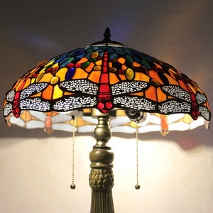 LongHuiJing Tiffany Style Lamp Dragonfly Stained Glass Lampshade Bedside Table Lamps Art Decor Reading <b>Desk</b> Light - Product Image 2