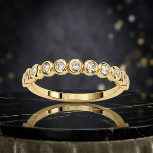 Anillo de Diamantes de Oro Amarillo para Mujer, Corte Brillante Redondo, Estilo Clásico para Boda |   Anillo de compromiso E Color Lab Grown - Product Image 1