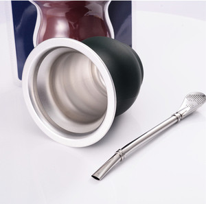 Mate Moderno - Doble Pared <span class=keywords><strong>de</strong></span> Acero Inoxidable 18/8 - Incluye Bombilla y Cepillo <span class=keywords><strong>de</strong></span> Limpieza - 9 Oz/270ml (Negro/Mármol) - Product Image 4