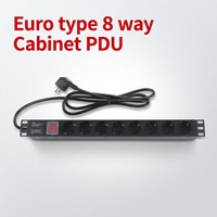 1U 19 pouces on off interrupteur allemand Schuko Euro 8 voies armoire aluminium PDU unité de distribution d'alimentation prise pour centre de données