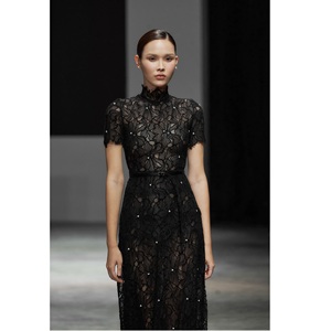 Los Mejores Vestidos Largos para Mujer, Elegantes, con Encaje, Modelo BLOOM, 500 gramos, para Todas las Temporadas, Color Negro y Beige, Maxi, Estándar, Manga Corta - Product Image 1