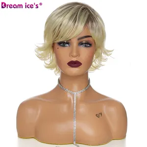 Droom. Ice 'S 2023 Goede Kwaliteit 10 Inches Ombre Blonde Hittebestendige Haarknot Synthetisch Haar Pruiken Korte Krullende Synthetische Pruik