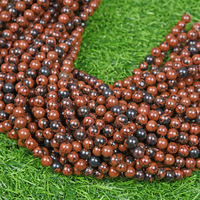 Perles rondes en obsidienne rouge et noire naturelle, fourniture directe d'usine, fabrication de bijoux DIY, vente en gros
