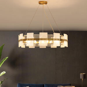 Lustre en cuivre doré de style français pour chambre de luxe, taille moyenne, luminaire suspendu en verre créatif minimaliste postmoderne - Product Image 6