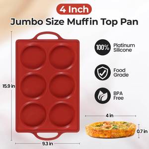 MUYULINS Factory 6-<b>Cup</b> Round LFGB Non-Stick BPA-Free Metal Reinforced Frame <b>Large</b> Silicone Cake Pan Muffin Tin Baking Mold - Product Image 6