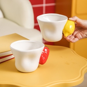 Lelyi tasse en céramique peinte à la main mignon amusant motif fraise citron écologique 300ml pour petit déjeuner lait tasse à café accessoires - Product Image 2