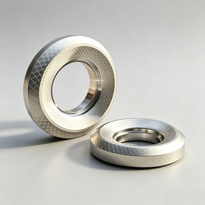 Mecanizado CNC Personalizado OEM para Anillos Circulares de Acero Inoxidable, Latón y Aluminio con Superficie de Rejilla Giratoria Grabada con Láser - Product Image 4