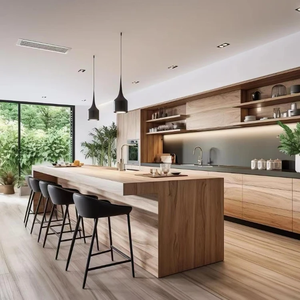 Meubles de cuisine sur mesure de style européen avec îlot central pour le développement d'appartements de luxe - Product Image 2