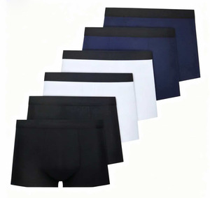 Caleçons <span class=keywords><strong>Boxers</strong></span> Mi-Hauts en Coton Tricoté pour Homme, Anti-Bactériens, à Carreaux, avec Logo à la Taille, pour la Gym et le Sport - Product Image 4