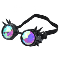 Arc-en-ciel Rave Steampunk lunettes à pointes kaléidoscope cristal lentilles lunettes pour Festival Cosplay accessoires