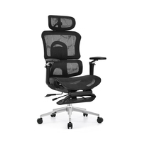 Chaise de bureau ergonomique inclinable avec support lombaire réglable, design entièrement en maille, capacité de charge de 150 kg, ergonomique avec repose-pieds