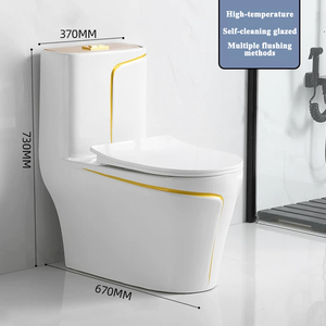 Bộ vệ sinh hiện đại Chaozhou thiết kế màu vàng đồng, men sứ, bồn cầu và chậu rửa đặt sàn liền khối dành cho khách sạn - Product Image 2