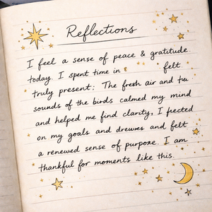 Diario de Tapa Dura Azul Marino con Estampado Dorado de Estrellas y Luna, Cuaderno de Escritura Plano para Notas, Regalo para Diario Personal - Product Image 4