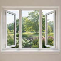 Fenêtres modernes insonorisées en aluminium et verre pour maisons, fenêtre à battant double vitrage avec moustiquaire