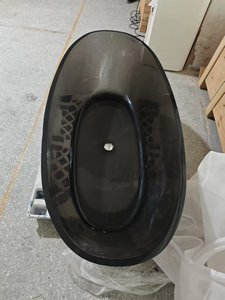 Vasca da Bagno Ovale Autoportante in Resina Trasparente dal Design Moderno con Scarico, per Interni, Ideale per Ville - Product Image 6