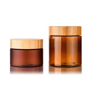 Tarro cosmético de plástico PET transparente con logotipo grabado, para exfoliante de azúcar y crema corporal, con tapa de bambú de rosca, para suero y loción para el cuidado de la piel. - Product Image 2