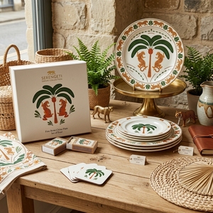 Juego de Vajilla de Porcelana con Calcomanías Personalizadas, Plato de Cerámica con Diseño de Tigre de la Selva, Platos con Borde Dorado, Vajilla para Hoteles, Restaurantes y Bodas, Venta al por Mayor - Product Image 3