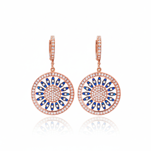 Traditional Design Earring Sapphire Stone Mandala Shape Earring Wholesale Handmade 925 <b>Silver</b> Sterling Jewelry - Product Image 2
