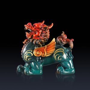 Paire de <span class=keywords><strong>Figurines</strong></span> Pixiu en cuivre pur Décoration de la maison et du bureau pour la collecte de richesses Ornements en métal sculptés à la main - Product Image 3