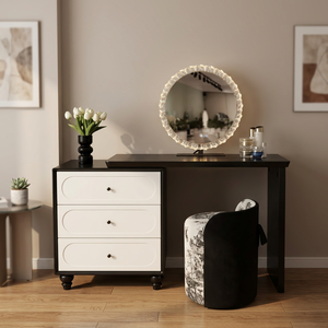 Table de maquillage moderne avec miroir éclairé et tiroirs de rangement pour meubles de chambre - Product Image 4