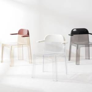 Silla de Comedor Moderna de Diseño Nórdico Creativo, Transparente, de Acrílico, con Reposabrazos y Respaldo Divertido, para el Hogar o Restaurantes - Product Image 2