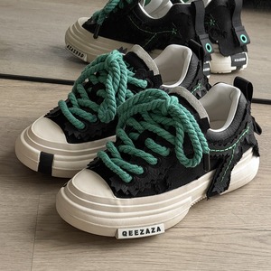 2026 model irregular canvas <b>shoes</b> 5cm <b>height</b> <b>increase</b> Thick-soled <b>shoes</b> <b>height</b> enhancement suitable casual wear versatile unique - Product Image 1