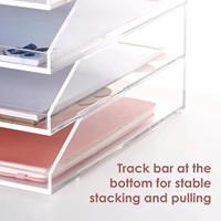 Support de stockage de données personnalisé en acrylique Plateau de bureau en plexiglas transparent Décoration Support d'affichage de documents double couche pour le bureau