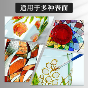 Ensemble de 12 peintures acryliques non toxiques pour <span class=keywords><strong>verre</strong></span> <span class=keywords><strong>avec</strong></span> 2 pinceaux pour fournitures d'art sur toile - Product Image 4
