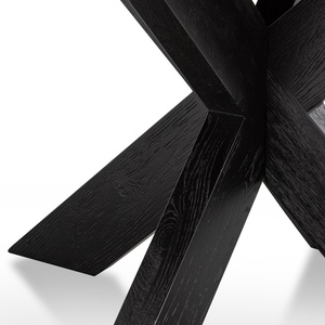 โต๊ะอาหารทรงกลม 8 ที่นั่ง ขาไม้โอ๊คธรรมชาติสีดำ สำหรับห้องรับประทานอาหารสไตล์โมเดิร์น - Product Image 2