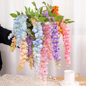Bouquet de fleurs artificielles de glycine 120 cm, lianes suspendues en soie pour décoration intérieure - Product Image 1