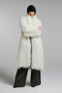 Lussuoso Cappotto Lungo da Donna in Pelliccia di Pecora Persiana, Antivento, Lunghezza a Terra, <span class=keywords><strong>Bianco</strong></span>, Senza Collo, in <span class=keywords><strong>Visone</strong></span> - Product Image 2