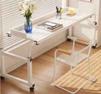 Mesa de Cama con Ruedas, Altura y Ancho Ajustables, Escritorio Móvil para Computadora, Mesa de Cama para Portátil