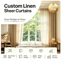 Voilage prêt-à-poser à motif uni en mélange polyester/lin, filtrant la lumière, avec passe-tringle – Style moderne toutes saisons pour