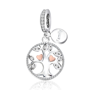 Mặt dây chuyền bạc 925 Sterling làm charm cho vòng tay và dây chuyền, mặt dây chuyền hình cây gia đình, charm cho nữ, nhà sản xuất charm tùy chỉnh tự làm - Product Image 3