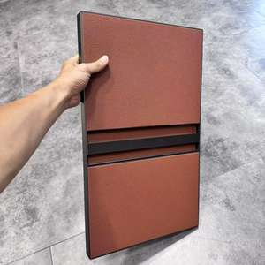 लाल भूरे रंग के मधुकंघी चमड़े का दरवाजा पैनल, अनुकूलित उच्च अंत वार्डरोब स्लाइडिंग दरवाजा, एल्यूमीनियम फ्रेम हार्डवेयर दरवाजा पैनल - Product Image 3