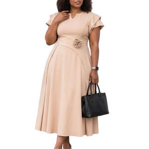 Vestidos <span class=keywords><strong>de</strong></span> Verano Modernos D3367 para <span class=keywords><strong>Mujer</strong></span>, Casuales, Cuello en V, Manga Corta, Corte en A, Vestido Elegante para Oficina, Estilo Africano - Product Image 6