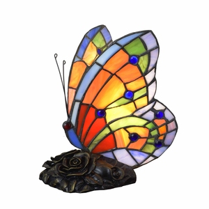 Tiffany Night vetro colorato 8 pollici lampada da tavolo lamparas decorativas para <span class=keywords><strong>sala</strong></span> Bule per gli amici regalo di compleanno farfalla luce - Product Image 1