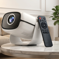 Mini projecteur portable avec base rotative à 180°, résolution native 1280*720 HD, système Android, WiFi, Bluetooth, décodage 4K, télécommande et processeur quadricœur