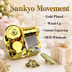 กลไกกล่องดนตรีไขลาน 18 เสียง ยี่ห้อ Sankyo ชุบทองเหลือง สำหรับงาน DIY พร้อมกุญแจ น็อต และชุด<span class=keywords><strong>อุปกรณ์</strong></span>งานฝีมือดนตรี - Product Image 1